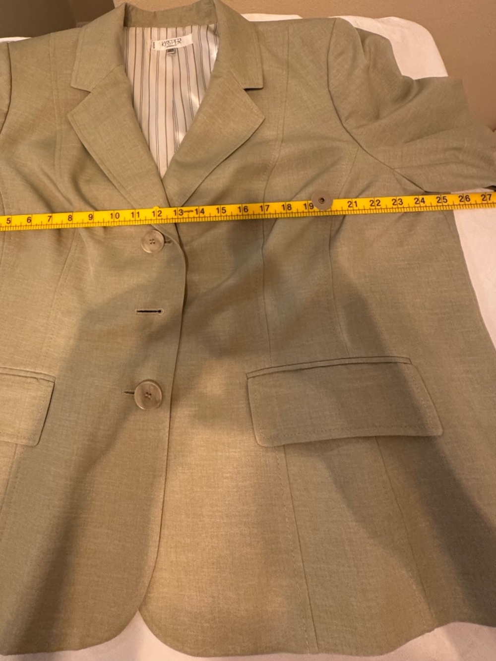 Kasper Woman Sage Green Blazer Plus Size 22W Striped Lining Career Jacket